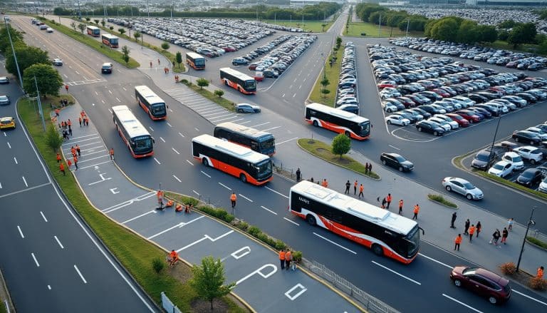 Stationnement et navettes : la logistique des flux